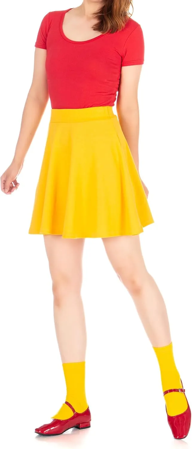 Basic Solid Stretchy Cotton High Waist A-line Flared Casual Skater Mini Skirt