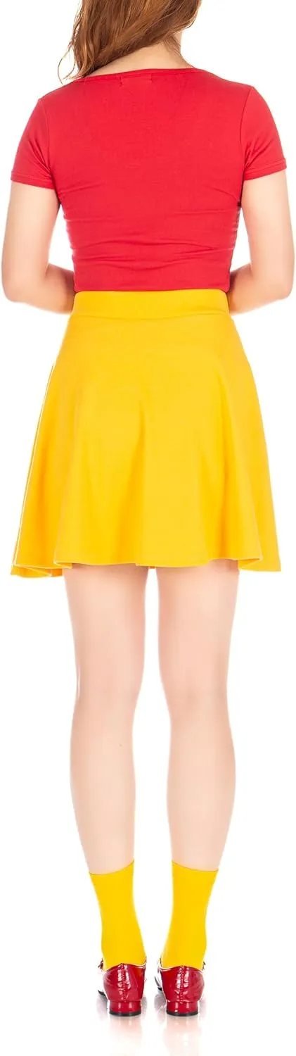 Basic Solid Stretchy Cotton High Waist A-line Flared Casual Skater Mini Skirt