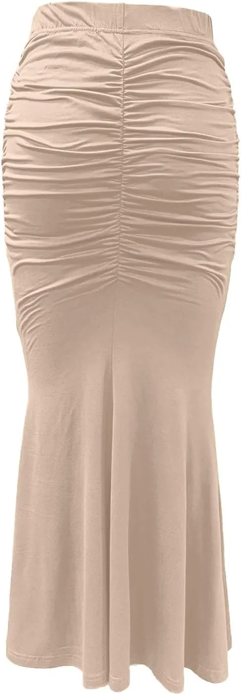 Bodycon Maxi Skirt for Women High Waist Slim Fit Mermaid Long Skirt Stretchy Sexy Clubwear Pencil Skirts