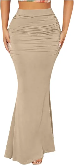Bodycon Maxi Skirt for Women High Waist Slim Fit Mermaid Long Skirt Stretchy Sexy Clubwear Pencil Skirts