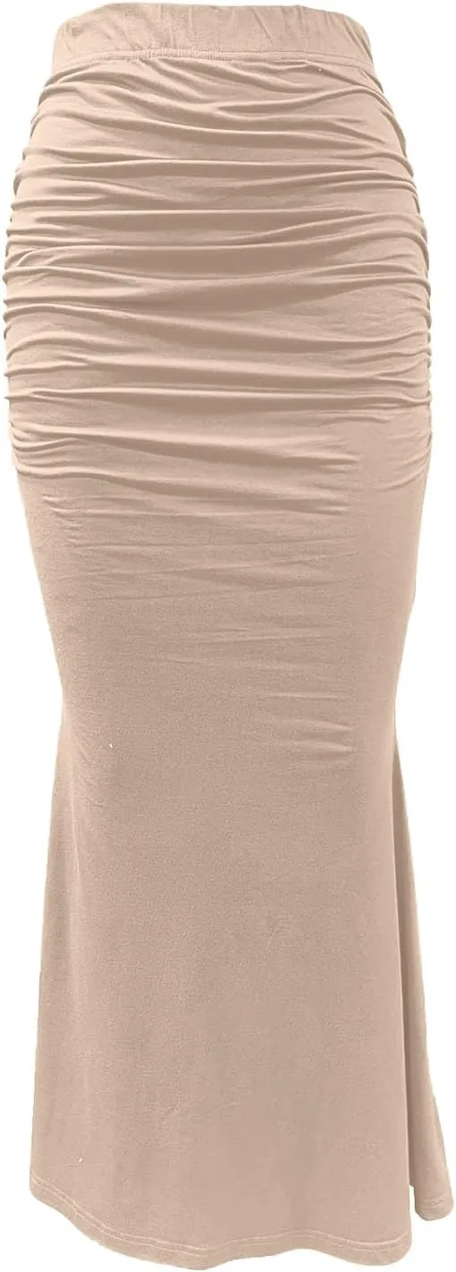 Bodycon Maxi Skirt for Women High Waist Slim Fit Mermaid Long Skirt Stretchy Sexy Clubwear Pencil Skirts