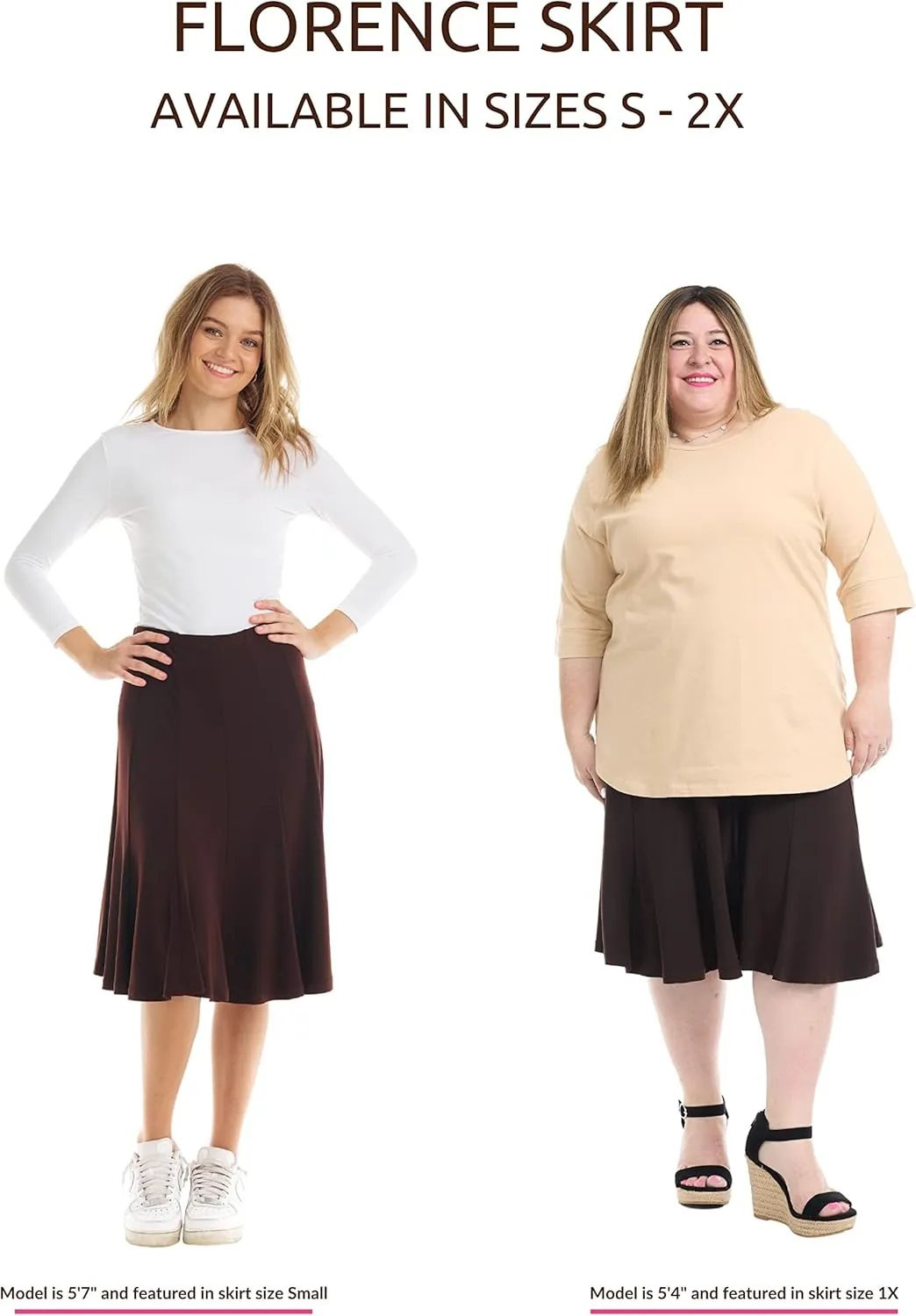 ESTEEZ Stretchy A-Line Skirt for Women - Knee Length/Midi
