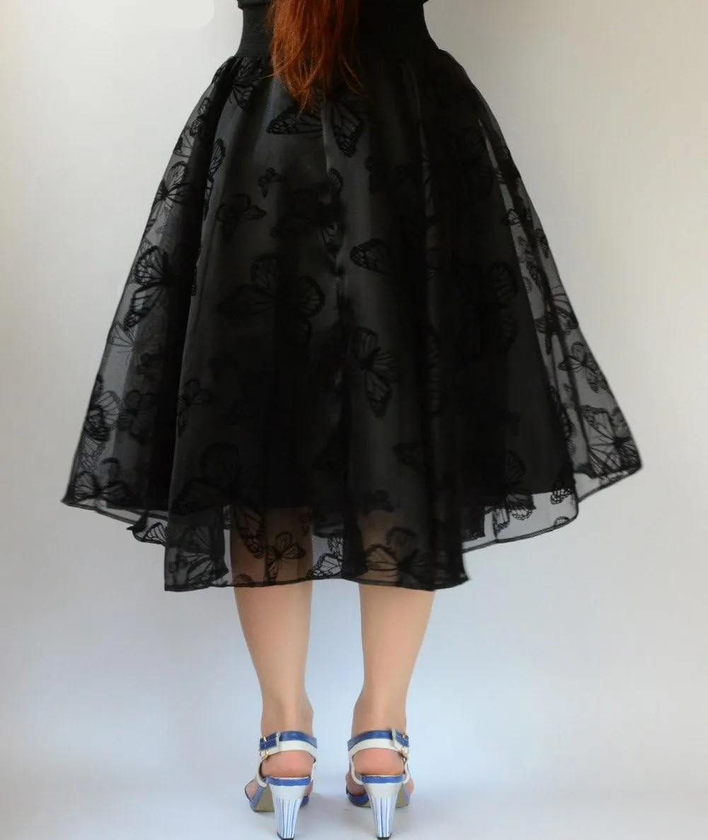 Lady's Organza Princess Skirt Bowknot A Line Pleated Midi/Knee Length Tutu Party Skirts