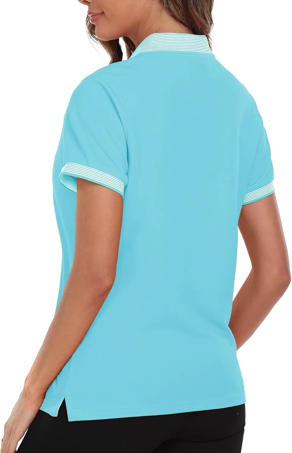 Little Beauty Women's Zipper Golf Polo Shirts Short Sleeve Athletic Shirt with Collar Moisture Wicking