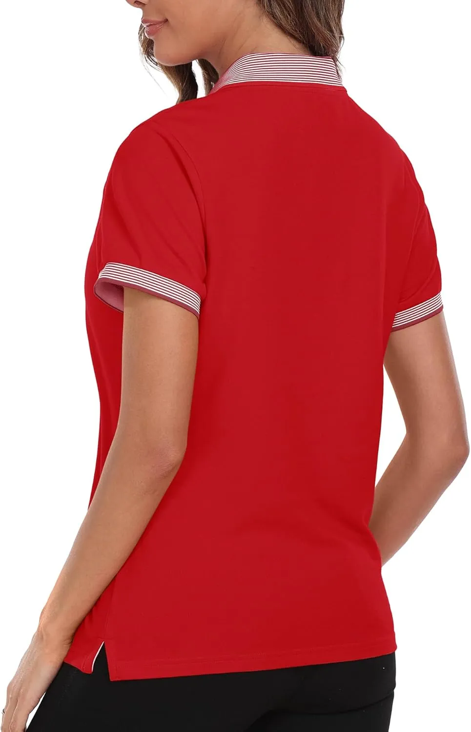 Little Beauty Women's Zipper Golf Polo Shirts Short Sleeve Athletic Shirt with Collar Moisture Wicking
