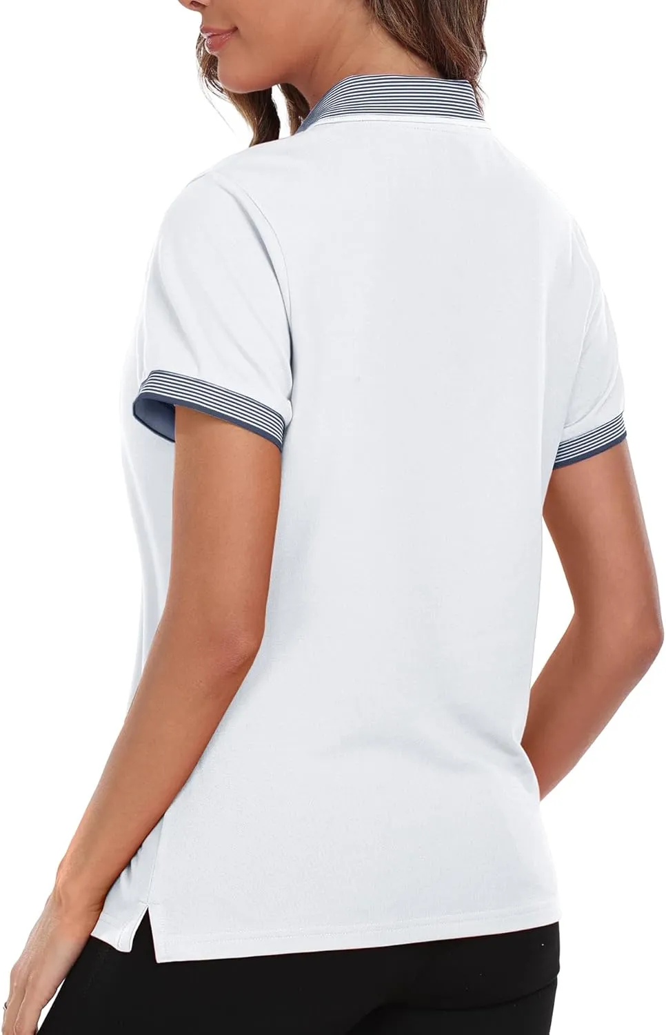 Little Beauty Women's Zipper Golf Polo Shirts Short Sleeve Athletic Shirt with Collar Moisture Wicking
