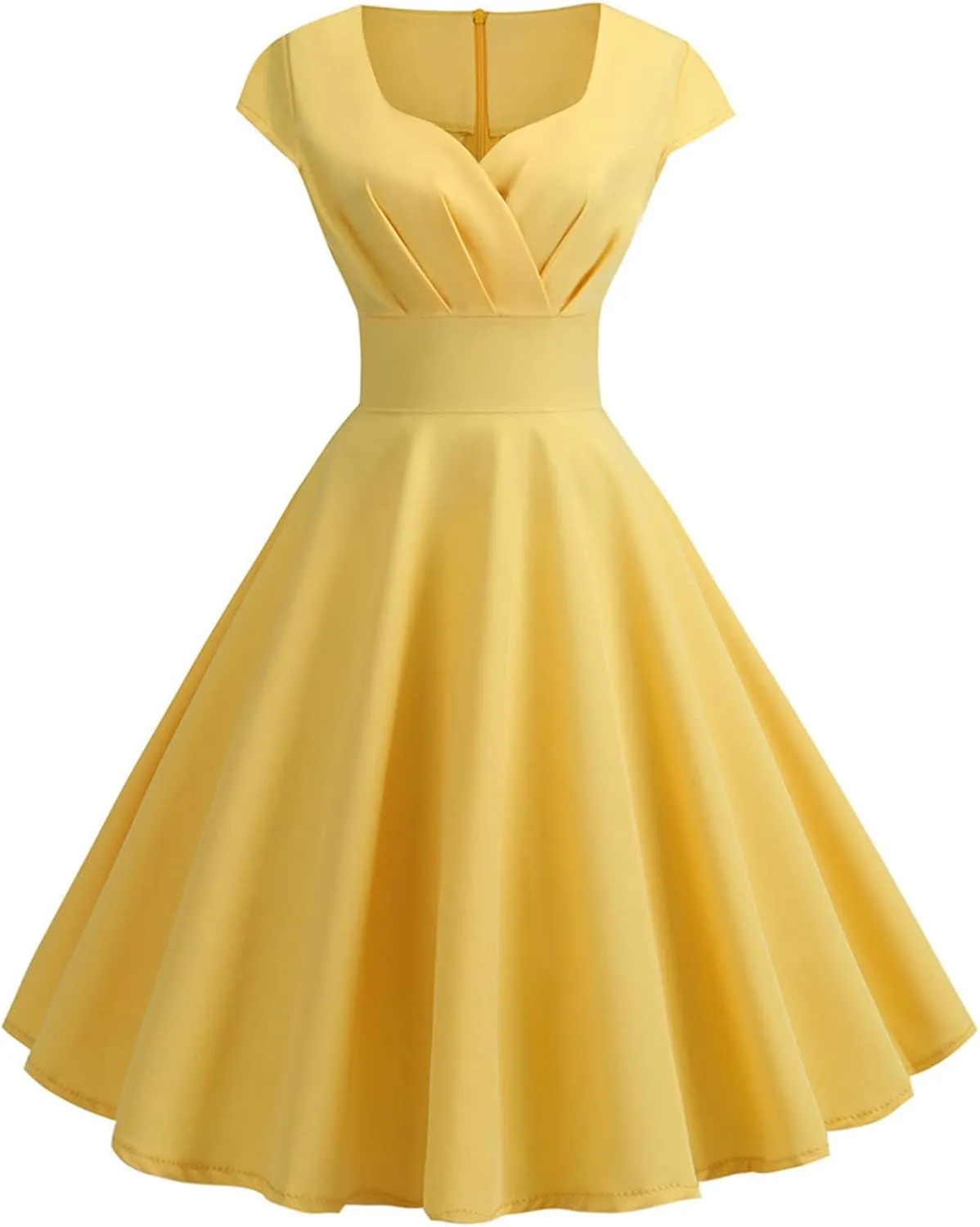 NaRHbrg Women's 1950s Vintage Dress Wrap V Neck Cap Sleeve Dress Retro Cocktail Party Swing Dresses A-Line Flared Midi Dress