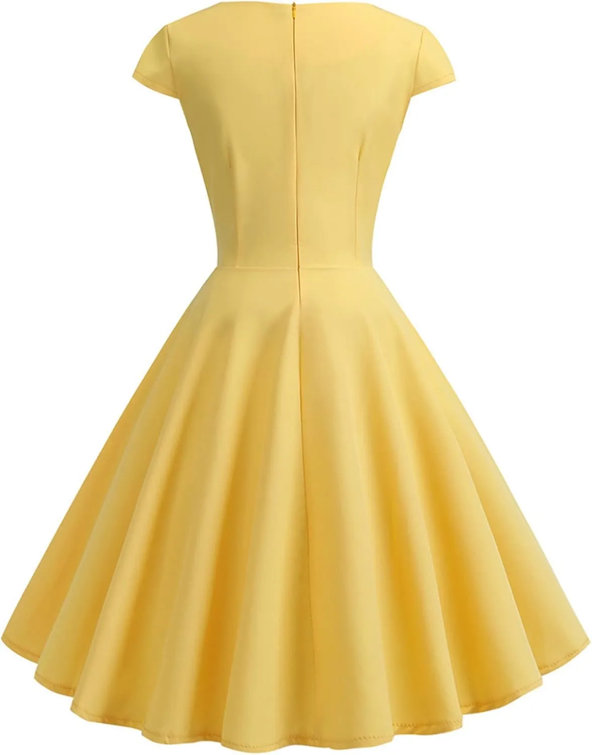 NaRHbrg Women's 1950s Vintage Dress Wrap V Neck Cap Sleeve Dress Retro Cocktail Party Swing Dresses A-Line Flared Midi Dress