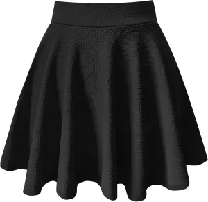 PUKAVT Women's Basic Casual Skirts A-Line Mini Flared Stretchy Skater Party Skirt