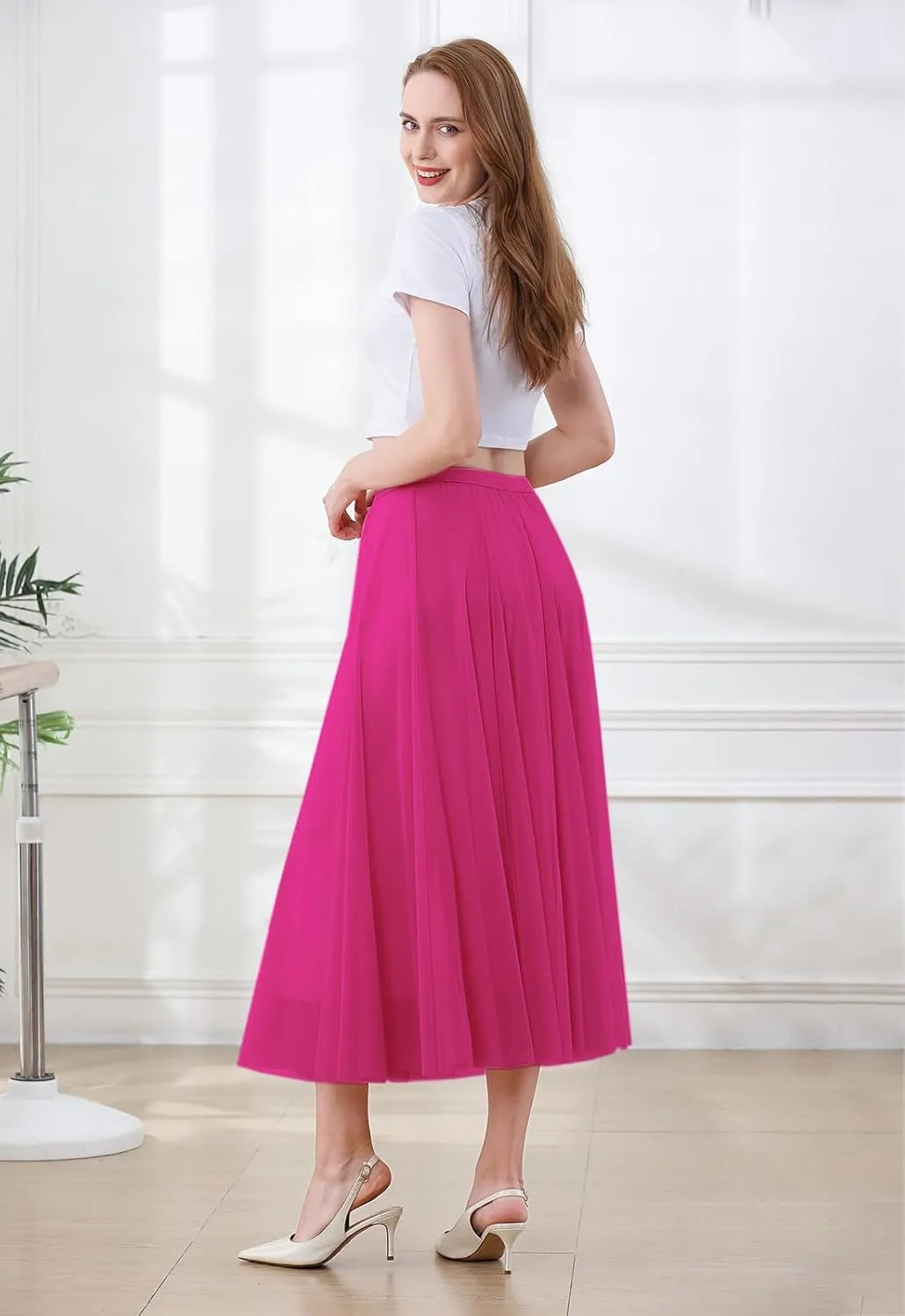 SANGTREE Women's Tutu Tulle A-Line Layered Mesh Midi Skirt, US XS - US 2XL