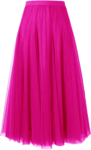 SANGTREE Women's Tutu Tulle A-Line Layered Mesh Midi Skirt, US XS - US 2XL