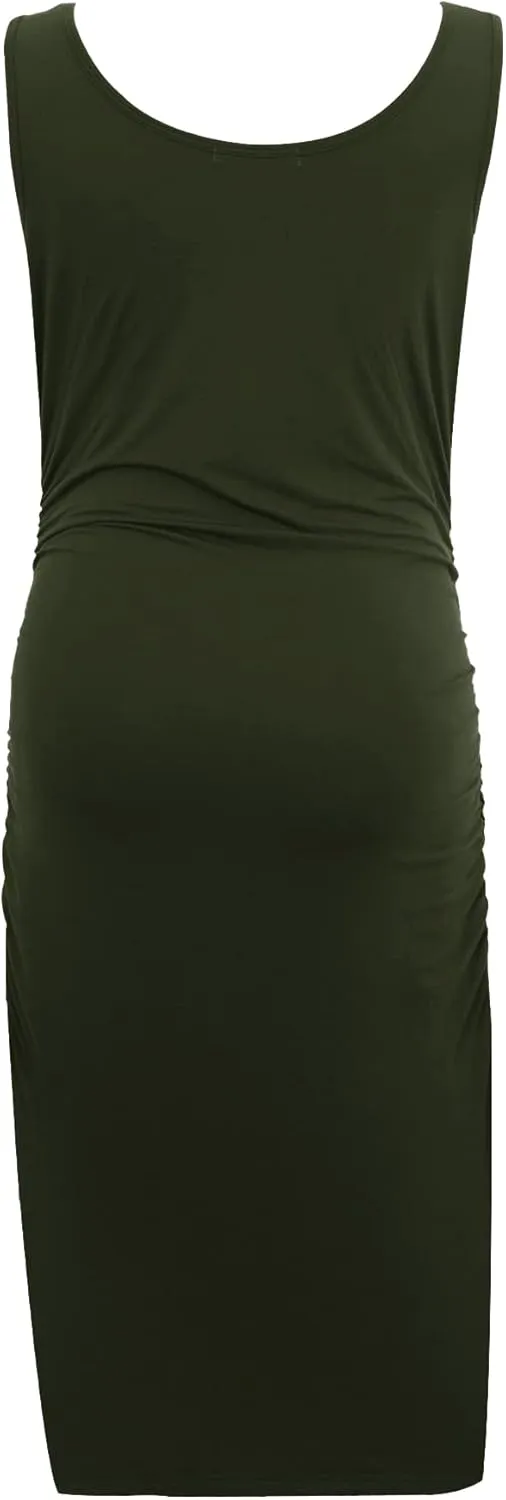Smallshow Women's Maternity Dress Summer Ruched Pregnancy Tank Dress Clothes