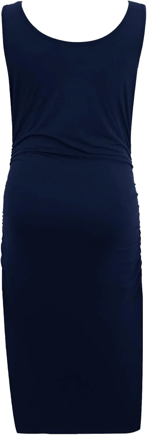 Smallshow Women's Maternity Dress Summer Ruched Pregnancy Tank Dress Clothes