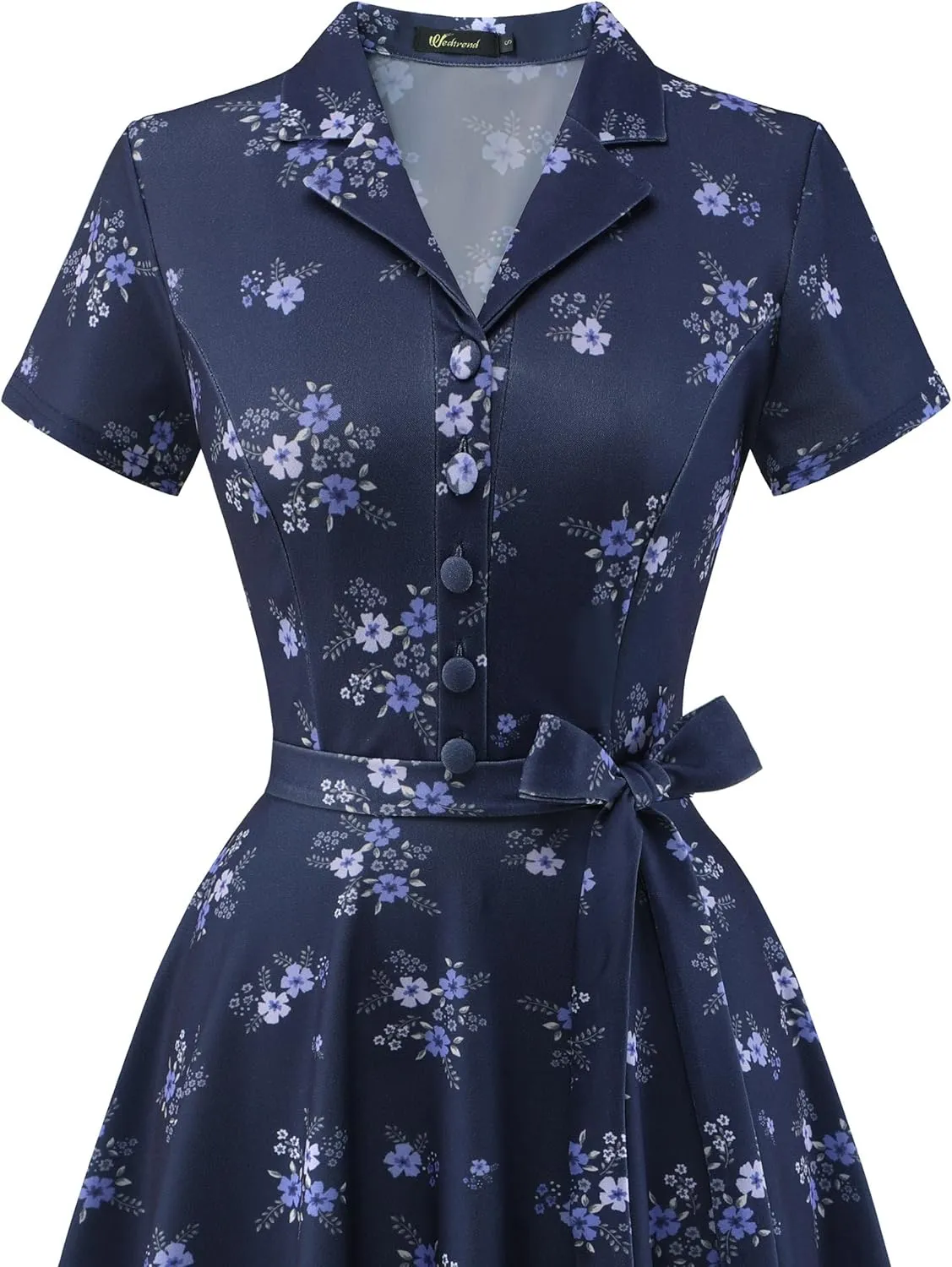 Wedtrend Women's Vintage Tea Dress, Short Sleeve Cocktail Party Dress Work Church Casual Dress