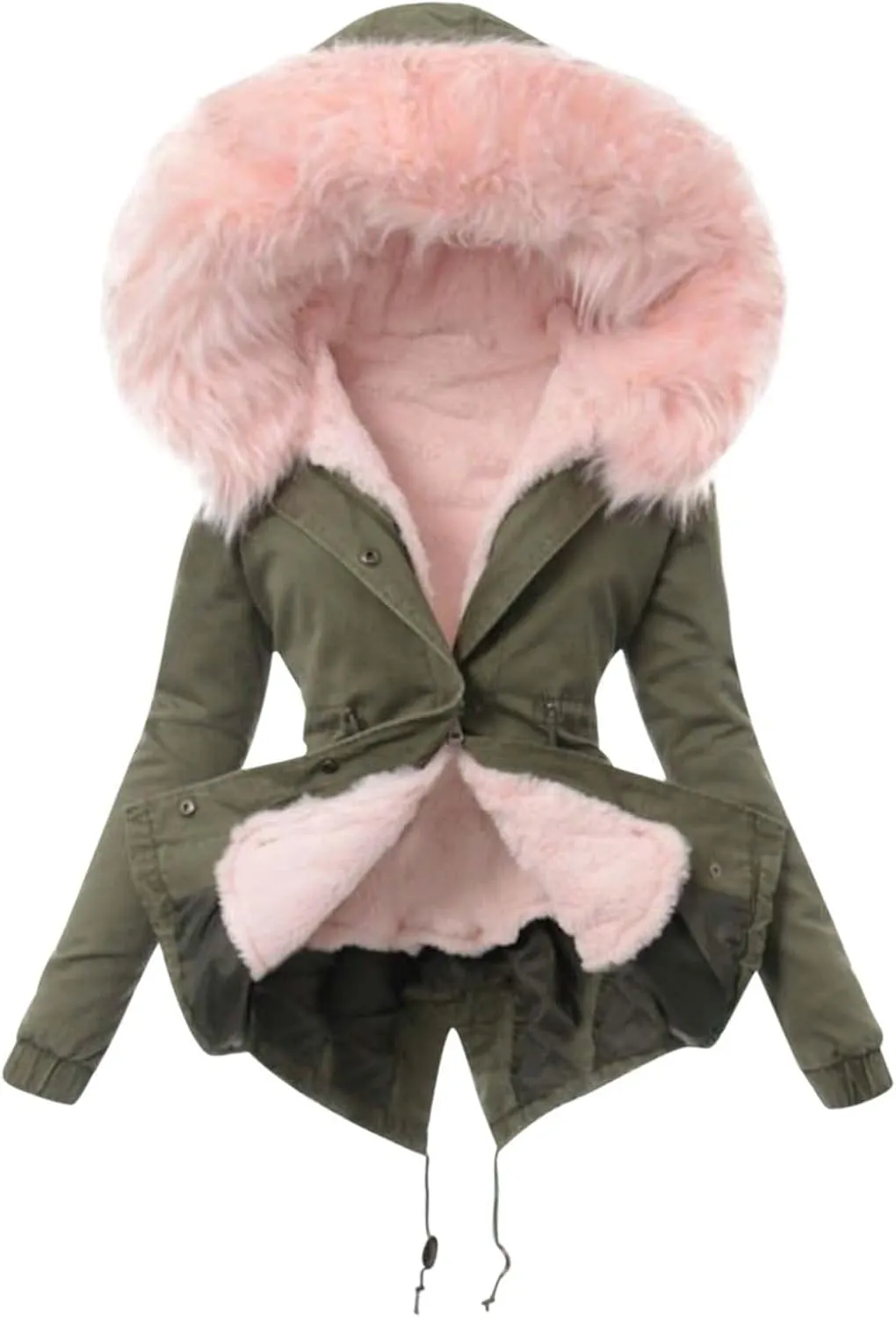 Winter Coats for Women Thicken Puffer Overcoat Warm Cold Weather Parka Jacket Plush Outwear with Removable Fur Trim