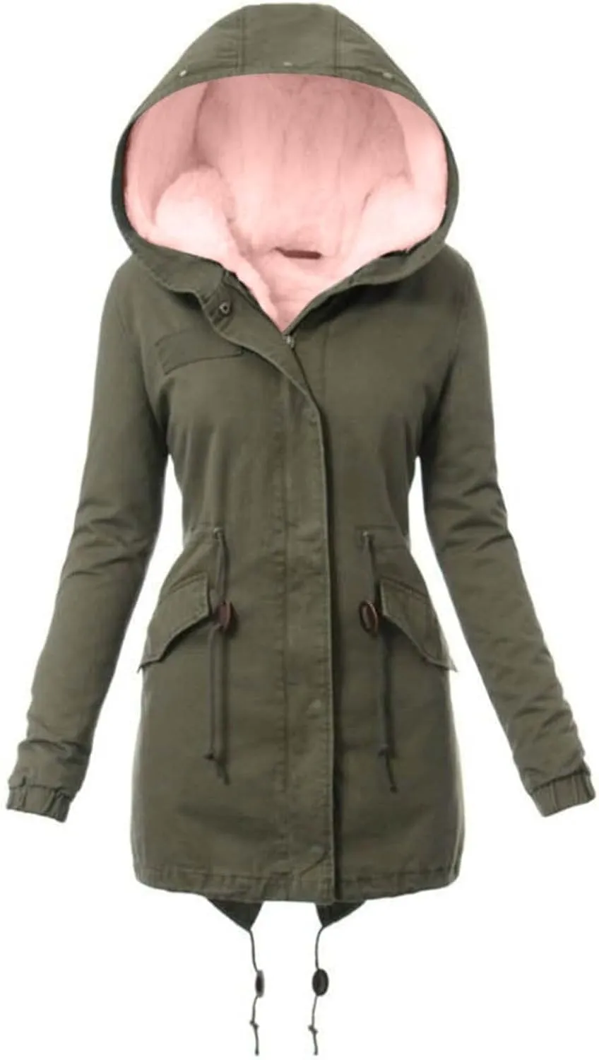 Winter Coats for Women Thicken Puffer Overcoat Warm Cold Weather Parka Jacket Plush Outwear with Removable Fur Trim