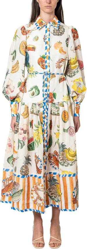 Women Graphic Puff Sleeve Maxi Dress Graffeti Button Down Shirt Dress Vintage Boho Floral Flowy Long Dress