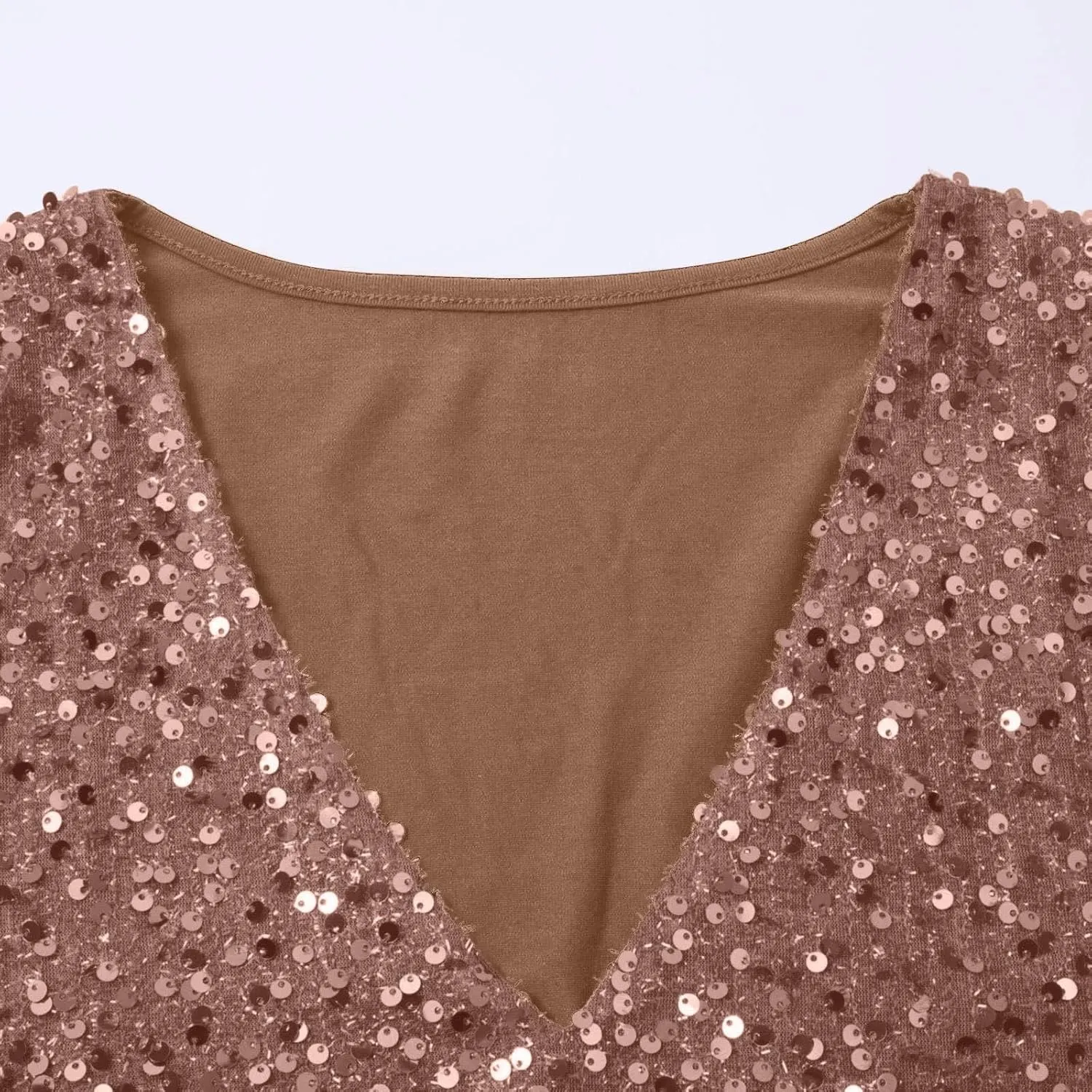 Women's Sequin Tops Sheer Long Sleeve Glitter Sparkly Party Blouse Velvet V-Neck Dressy Tops for Evening Party