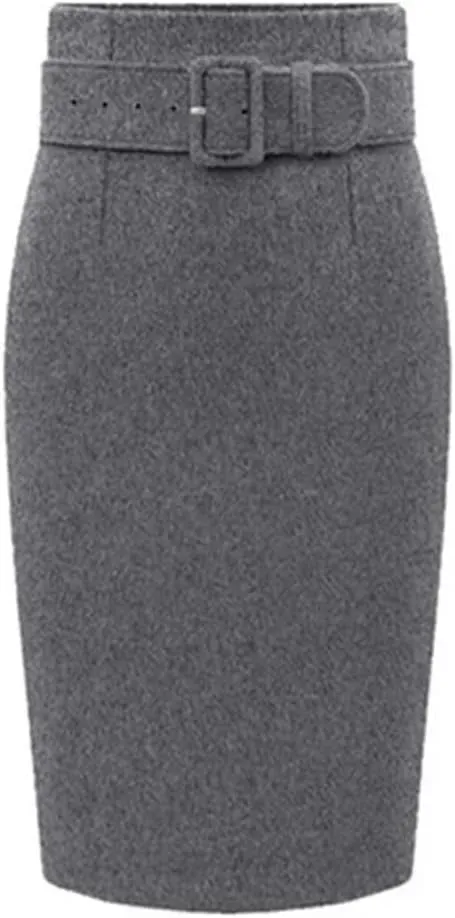 Women's Vintage Knee Length Pencil Skirt High Waist A-Line Long Skirts
