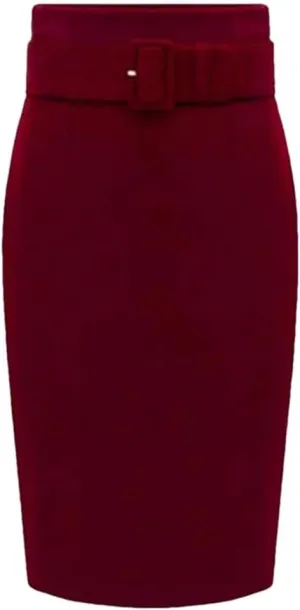 Women's Vintage Knee Length Pencil Skirt High Waist A-Line Long Skirts