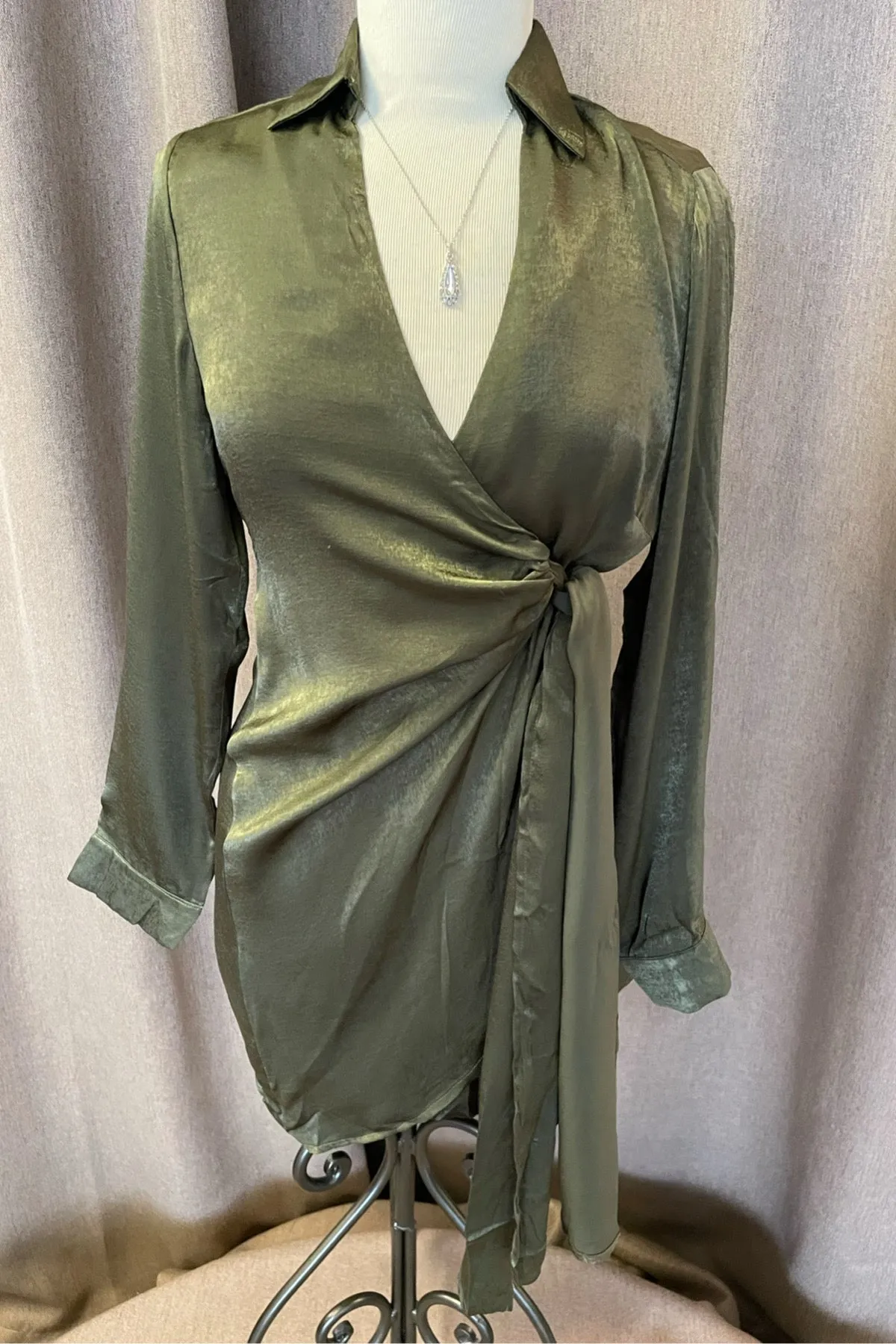 Wrap Dress in Winter Moss