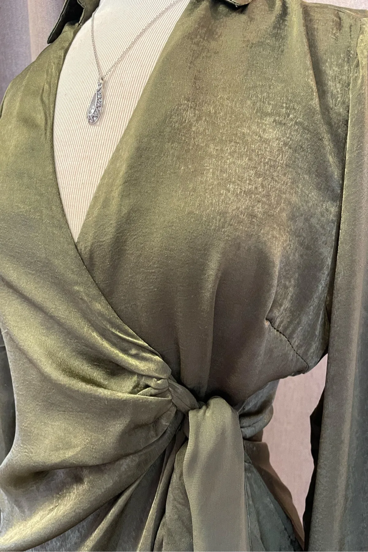Wrap Dress in Winter Moss